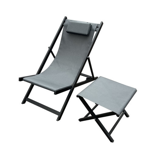 Ležaljka set sklopiva sivo/crna VARADERO
